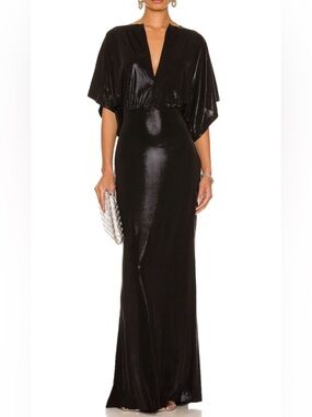 Norma Kamali Black Obie Gown with V-Neckline - Size M - NWT